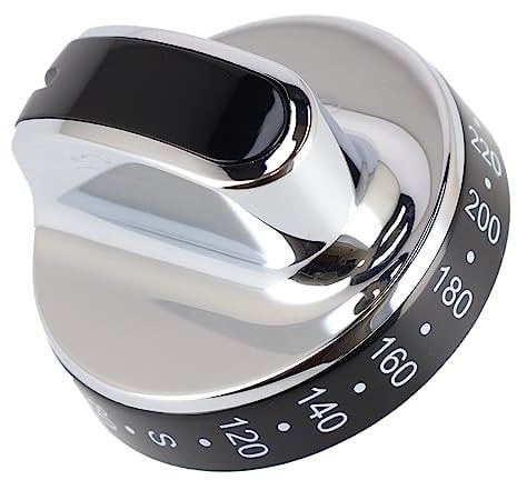 sparefixd for New World Oven Temperature Knob Black and Chrome Silver