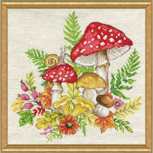 Design Works Crafts Kreuzstich Stickpackung Pilze, Zählmuster