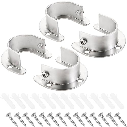 Kleiderstangenhalter 32mm Edelstahl Halterung Set für Kleiderstange | 4 Stück,32mm Halterung,Schrauben Dübel,für Kleiderschrank,Badezimmer,Küche,Garderobe,Fliesen,Holz
