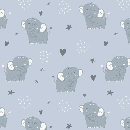 VmG-Store Baumwollstoff Meterware Stoffe zum Nähen Nähstoff Kinderstoff Kissen DIY (Niedlicher Elefant Bb021)