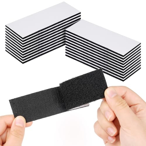 WINKIO 20 Stück 30x100mm Klettband Selbstklebend Extra Stark, Klettverschluss, Schwarz doppelseitiges Breit Selbstklebendes Klebepads