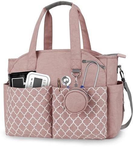 Korolev Krankenschwester Tasche für die Arbeit, Krankenschwester Tragetasche, Stilltasche mit mehreren Taschen für Krankenschwester und Berufstätige Frauen, Rosa