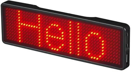 DollaTek Kabellose, wiederaufladbare LED-Namensschildkarte, DIY, programmierbare, scrollende Nachrichtentafel, Mini-LED-Display für Einkaufszentren, Partys, Hotels – Rot