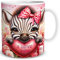 TRIOSK Tasse Valentinstag Zebra mit Herz I Love You Spruch Ich liebe Dich Geschenk Tierliebe für Sie Frauen Freundin Zebraliebhaber, Keramik 300ml