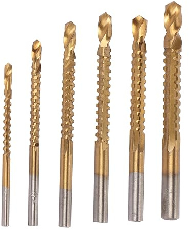 Brocas de Corte en Espiral HSS para Madera y Metal, Set de 6 Piezas, 3-8 mm, Acero de Alta Velocidad