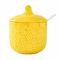 Dowbom Salière en porcelaine de couleur unie pour bar à café, sucrier avec couvercle et cuillère (jaune, 283,5 g), DB-TG-013