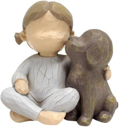 Sharplace Statue mit Mädchen und Hund, Freundschafts-Erinnerungsgeschenk, Ornament, kleine Figur, Kunstharz-Skulptur für Schlafzimmer, Wohnzimmer, Tisch,