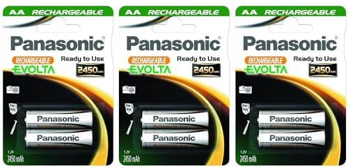 PANASONIC Confezione da 3 blister da 2 batterie ricaricabili Evolta AA (Mignon)/HR6 2450 mAh - 1,2 V