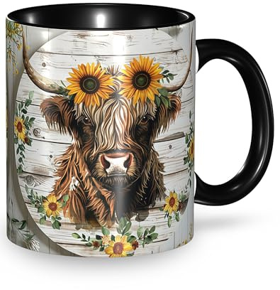 Cow Coffee Mug Funny Novelty Ceramic Tea Cup Dishwasher Microwave Safe 11oz Office And Home Ideal Present for Women Men
