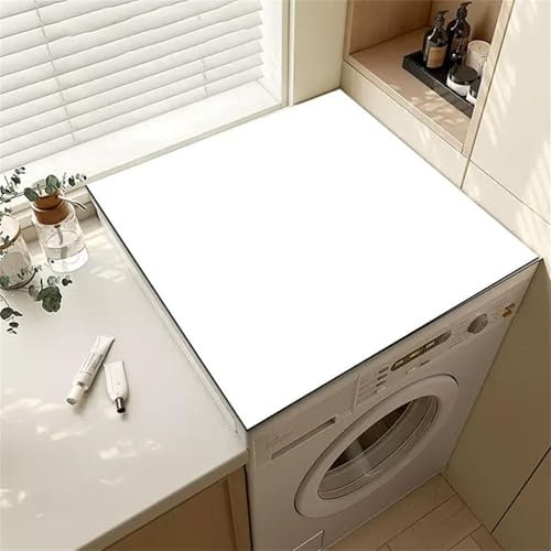 Fansu Protector Superior para Lavadora y Secadora, Cubierta Superior para Lavadora Absorbente Secado Rápido Universal Color Sólido Funda Superior Lavadora Antideslizante (50x60cm,Blanco)