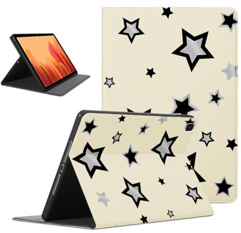 Kueqeay Funda para Samsung Galaxy Tab A7 10,4 Zoll 2020 (SM-T500/T505/T507), Aesthetic Estrella Dibujos Diseño PU Leather Protector Soporte Función Ángulos Ajustables Flip Cubierta Tablet Case, Beige