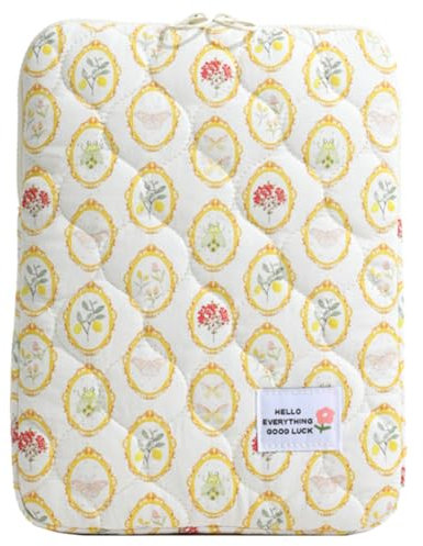 Puffy Tablet Sleeve 11 Inch, Cute Laptop Sleeve Case, Floral Laptop Bag for Women Quilted Laptop Carrying Case for Ipad Pro 12 Inch/Ipad Air Sleeve