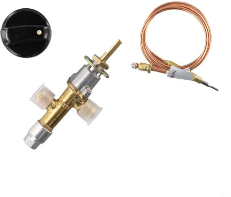 HpLive Kamin Gas Control Cock Ventil Gasherd-Steuerungsset mit Schachtset Thermoelement und Drehknopf