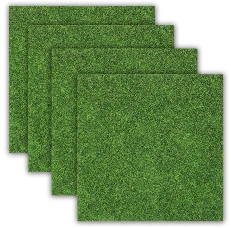 Aeaocvo 4 Stück Kunstrasen zum Basteln, 15 x 15 cm Kunstrasen Miniaturgarten, Künstliche Rasen Miniatur Garten Deko, Künstliche Rasen Matte für Miniatur-Ornament, Garten, Puppenhaus