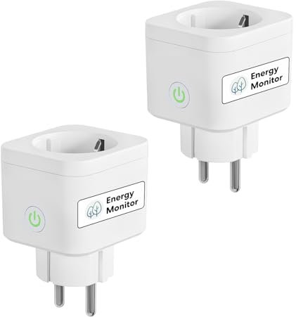 Meross_Smart WLAN Steckdose mit Strommessung 16A, Zeitschaltuhr Steckdose mit Sprachsteuerung und App Fernbedienung, Smart Steckdose Funktioniert mit Alexa, Google Home, SmartThings, 2er Pack