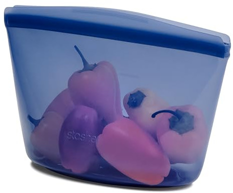 Stasher Silikon Bowl 8 Cup, Gefrierbeutel, Wiederverwendbar,Meal Prep, Blau | Lebensmittelaufbewahrung für kleine Portionen, Snacks, Meal Prep; spülmaschinenfest, BPA-frei, Küche, Kühlschrank.