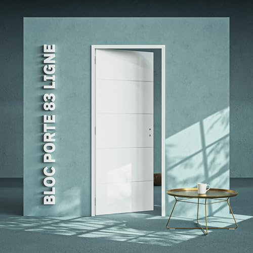 Bloc-Porte Blanc Laqué Ligne H. 204 x l. 83 cm - Poussant Gauche