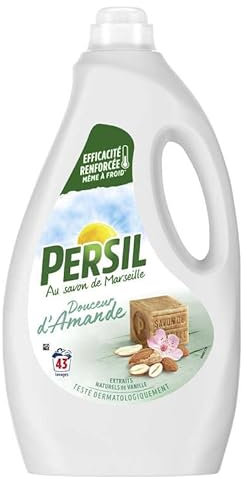 Persil - Lessive Liquide Douceur d'Amande – Parfum aux extraits naturels de Vanille - Encore Plus Efficace Même à Froid - Testée Dermatologiquement - 43 Lavages