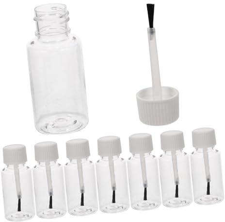 LALADEFIEE 8 Stück Leere Nagellackflaschen aus Weißem Pet mit Pinsel 20ml Leichte Nachfüllflaschen für Nagelpflegeöl für Reisen und Unterwegs