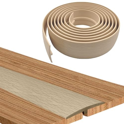 Übergangsprofil Selbstklebend, T-Profil Boden Übergangsleiste, Übergangsschiene Türschwellen Leiste PVC Flache Lückenfüller Spaltabdeckung für Türschwellen und Verbindungsböden (Ahorn, 5CM x 5M)
