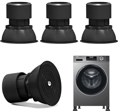 Universal Schwingungsdämpfer für Waschmaschine & Trockner,4 StückAnti Vibration Waschmaschine für Antivibrationsfüße, Höhenverstellbare Dämpfer Pads 10–12 cm Schwarz