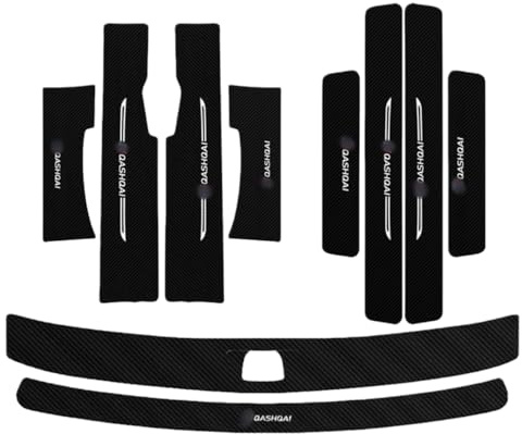 XIRUOLY Car Kick Plates for QASHQAI 2008-2022, 10 Pcs Car Door Sill Protector, Carbon Fibre Door Sill Plates Welcome Pedal Anti-slip Automotive Trim Fittings (2016-2022)
