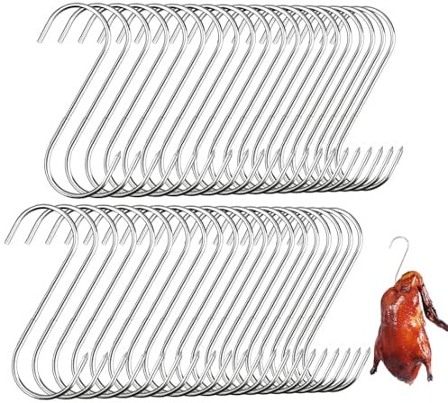 40ganchos de acero inoxidable para carne,gancho para ahumar de 120mm ganchos en forma de S gancho metálicos de acero inoxidable para procesamiento de carne para ahumado de carne procesamiento de carne