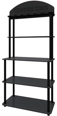 Modern Black Coffee Stand, 69 x 34 x 140 cm | 100% MDF with Compressed Kraft Legs | Stylish Industrial Design for Home & Office Spaces