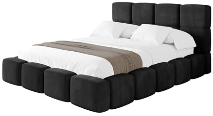 ALTDECOR Polsterbett mit Bettkasten und Lattenrost, Bett mit Matratze H3/H4, Kopfteil, Boxbett, Doppelbett mit Stauraum - NATA 160x200 Schwarz
