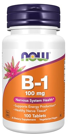 NOW Foods Supplements, Vitamin B-1 100 mg, Energy Production*, Nervous System Health*, 100 Tablets