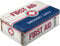 Nostalgic-Art Retro Vorratsdose Flach, 2,5 l, First Aid Blue – Emergency Supply – Geschenk-Idee für Dein Zuhause, Blech-Dose mit Deckel, Vintage Design