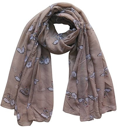 Lina & Lily Damen Schal mit Schwan (Khaki)