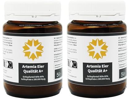 algova Artemia Eier 100g – A+ Qualität mit bis zu 95% Schlupfrate | Zuverlässige Artemia-Zucht mit Anleitung & Dosierhilfe – Lebendfutter für Fischbrut, Zierfische, Garnelen & Axolotl