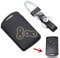Happyit Cas de Couverture de Clé de Voiture en Cuir Porte-clés pour Renault Clio Scenic Mégane Duster Sandero Captur Twingo Koleos 4 Boutons Télécommande (Ligne noire)