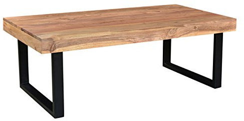 Woodkings® Couchtisch Ettrick 116x57cm, Holz Metall schwarz, Akazie hell, Echtholz, Design, Massivholz, Sofatisch, Wohnmöbel, exklusiv, Lounge Coffee Table