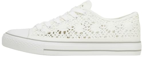 Große Damenschuhe, Sneaker in Übergröße Nina, Sneaker in Übergröße Häkeloptik, (45 EU, Nina weiß)