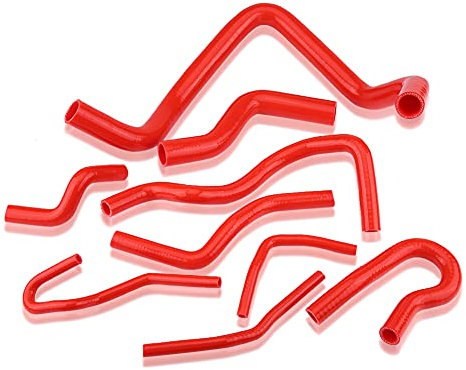 KIMISS mangueras de refrigeración de silicona, 9Pcs Kit de manguera de radiador para automóvil de silicona para D15 D16 SOHC EG/EK 1992-2000 (Rojo)