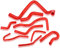 KIMISS mangueras de refrigeración de silicona, 9Pcs Kit de manguera de radiador para automóvil de silicona para D15 D16 SOHC EG/EK 1992-2000 (Rojo)