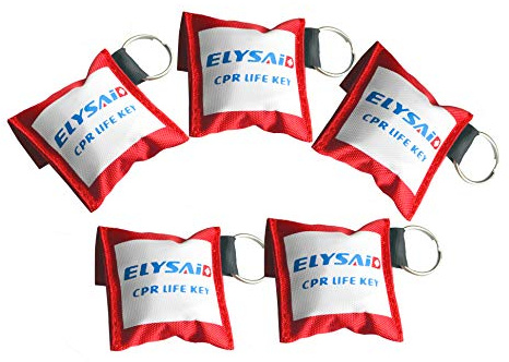 elysaid CPR Schlüsselanhänger Transparent Einweg Vavel Training Maske & Transparent Handschuh