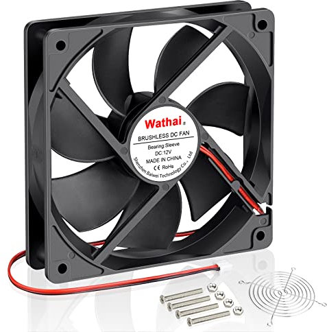 Wathai 120mm 12V 0.45A 2Pin DC Brushless Cooling Fan - 120x120x25mm - 105CFM - 3000RPM - 35dBA - 40,000 Hour Lifespan - PC Case Fan - Desktop Compatible