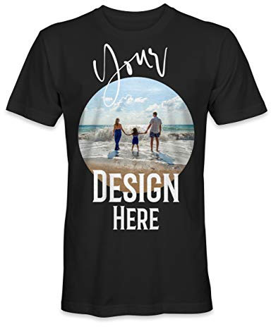 Unisex Mann Frau T-Shirt mit Eigenem Foto Text Logo Name Selbst Gestalten - Ringgesponnene Baumwolle - Vollfarbiger Druck - L |Schwarz|