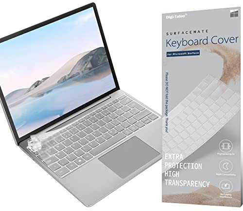 Digi-Tatoo Keyboard Cover for Microsoft Surface Laptop Go 2/ Laptop Go (Version NO Touch ID), Premium High Transparency Keyboard Skin Protector, UK English/European Layout