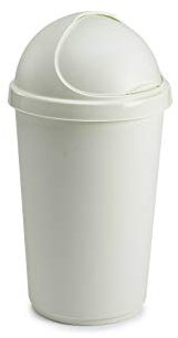 Optimal Products Plastic Bullet Bin 50/30 Litre Rubbish Waste Bins Kitchen Home Office Dustbin Flap Lid Recycling Indoor Storage Bins Trash Can (Cream, 30 L Litre)