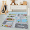 Carpetsale24 Kinderteppich Straßenteppich Lernen und Spielen Grau 100 x 150 cm - Kurzflor Teppich Kinderzimmer für Jungen und Mädchen Pflegeleicht - Waschbar Spielteppich Babyzimmer Babyteppich
