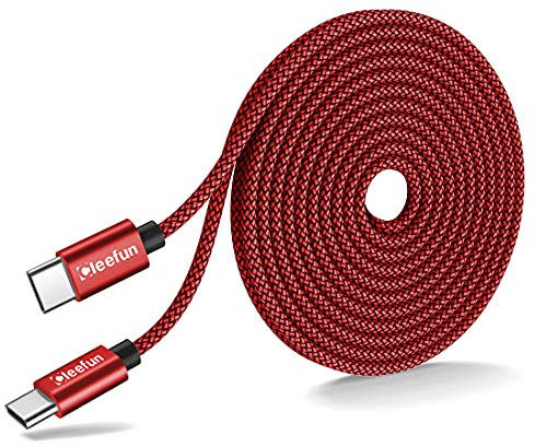 CLEEFUN Cable USB C a USB C Largo 5m, USB 2.0 Cable USB Tipo C 60W Carga rápida para iPhone 15 16 Pro Max, iPad 10 Gen, MacBook Pro Air, Samsung Galaxy S25 S24 S23 Ultra