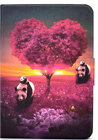 Bspring Hülle kompatibel mit iPad mini 6 Generation 2021- PU Leder Flip Schutzhülle Magnetisches Smart Cover mit Kartensteckplatz Tablethülle, Auto Ruhe-/Wachmodus,Panda