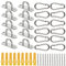 JMIATRY 12 Pcs M6 304 Stainless Steel Pad Eye Plate and 12 Pcs Carabiner Clips, Marine Hardware Staple Hook Loop with Screws and Plastic Plugs, Wall Anchor Ceiling Hook for Marine Hammock Rigging