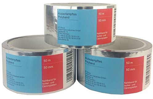 ALU Klebeband zum Verkleben der Stöße von Alu Trittschalldämmungen - Qualität PP - Stärke 50 mµ - Breite: 50 mm - Rollengröße: 50 m (Alu Fugendichtband, Alu Fugendichtband)