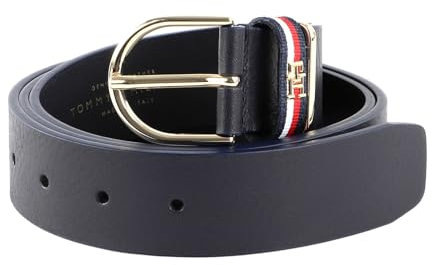 Tommy Hilfiger Damen Gürtel TH Timeless 3.5 Corp Ledergürtel, Blau (Space Blue), 135