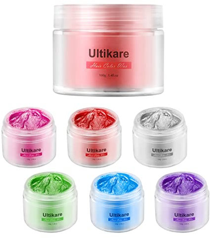 Temporäre Haarfarbe Creme, Ultikare Haarfarbe Wachs Temporäre Haarfarbe Set Instant DIY Cosplay für Karneval Weihnachten Halloween-Partys für Männer und Frauen 6 colors